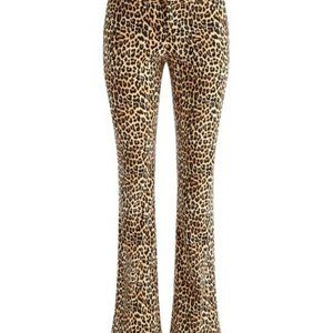 Alice + Olivia Leopard Print Flare Pants in Tan and Black